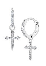 likable silver cubic zirconia cross earrings for teens